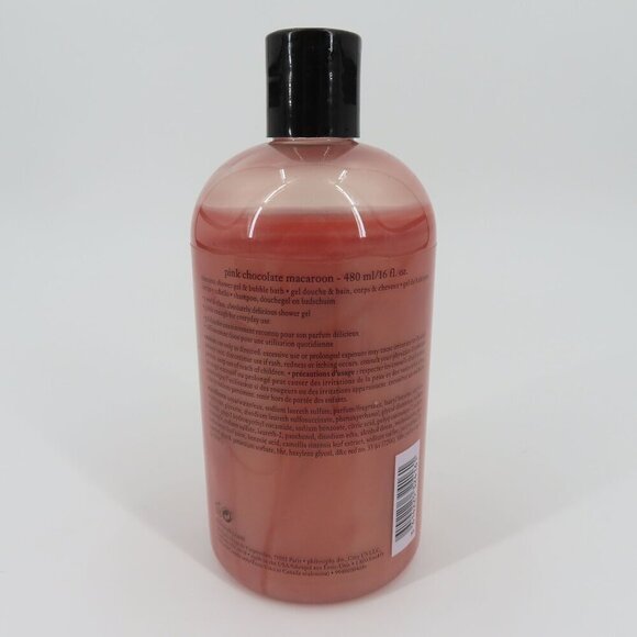 Philosophy Pink Chocolate Macaroon Shampoo Shower Gel Bubble Bath 16oz USED - Picture 5 of 10